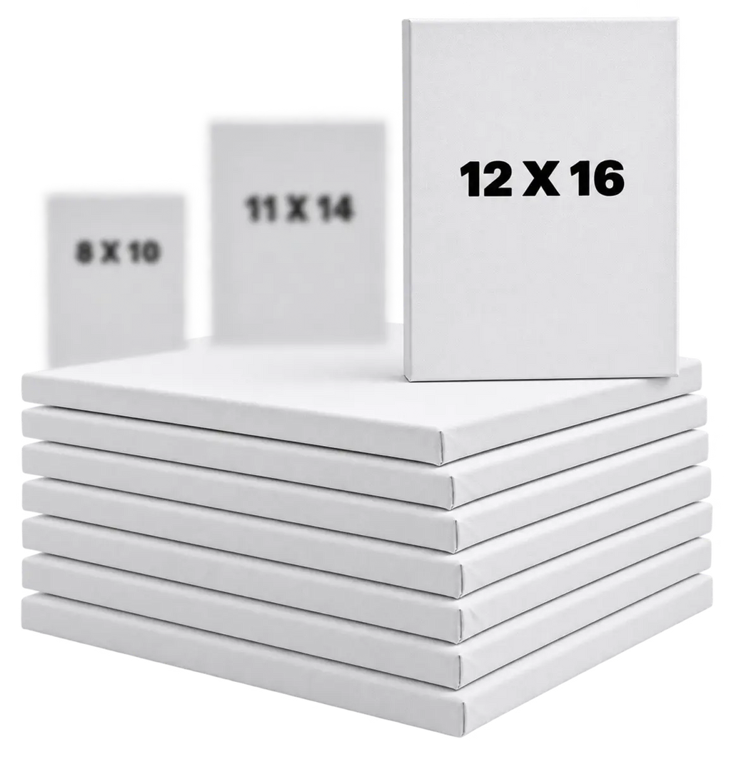 12×16 blank stretched canvas bundles with size comparison