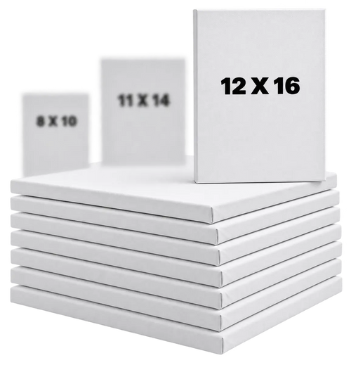 12×16 blank stretched canvas bundles with size comparison