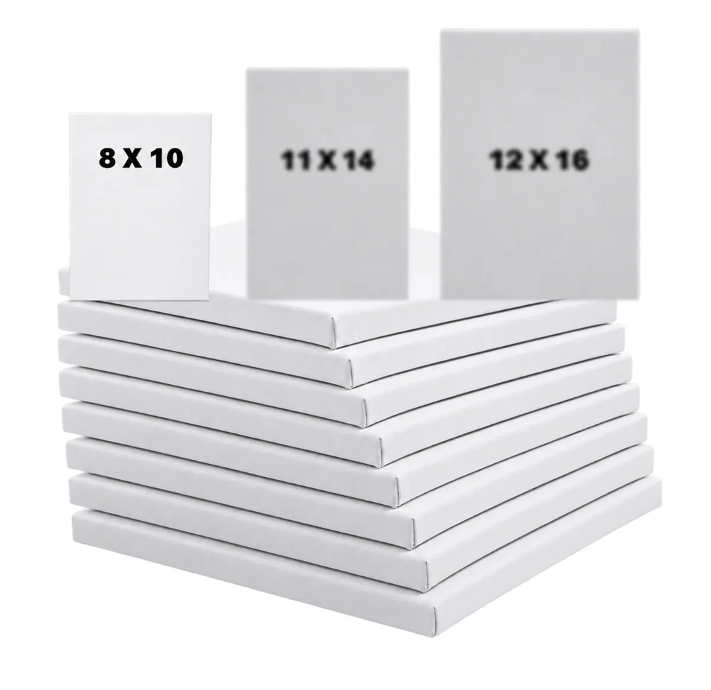 8×10 blank stretched canvas bundles with size comparison